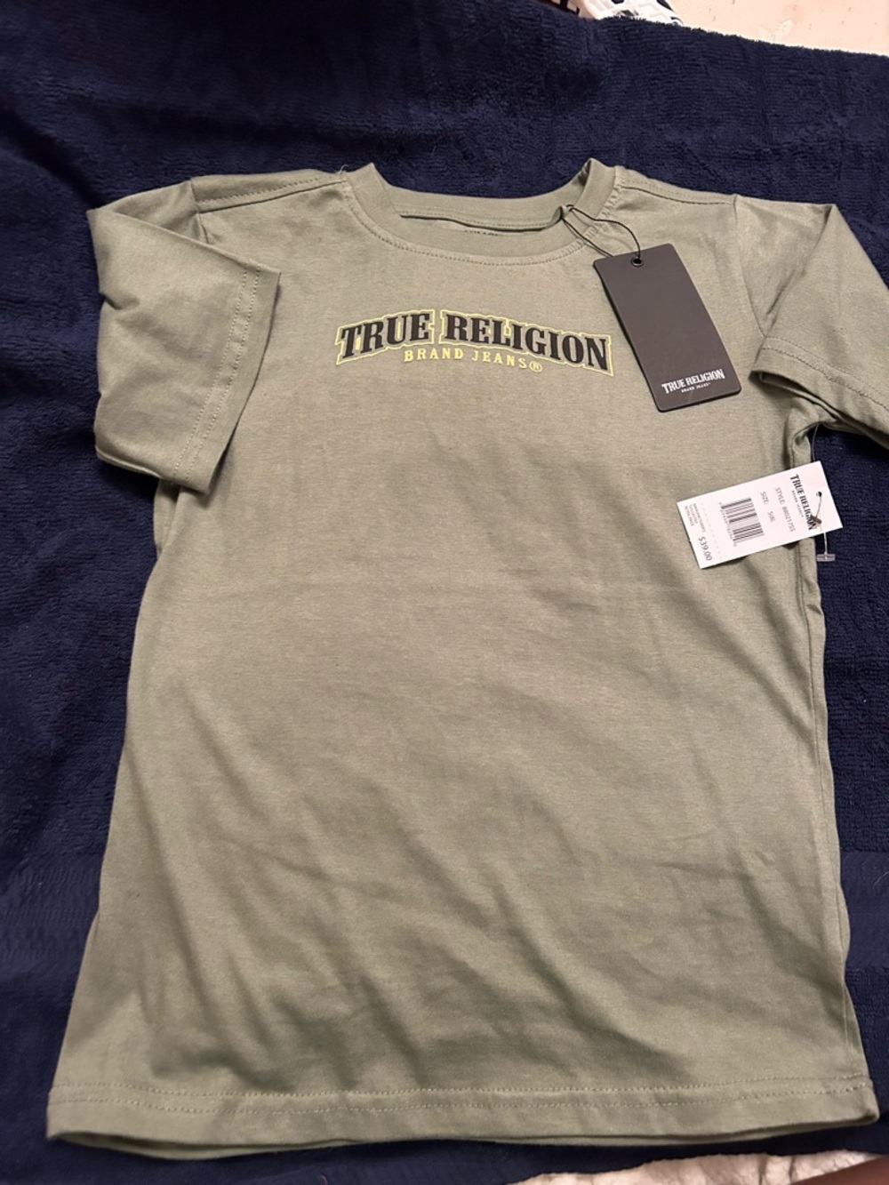 True Religion Olive Green Kids Logo T‑Shirt